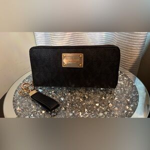 Michael Kors Black and Gold Wristlet